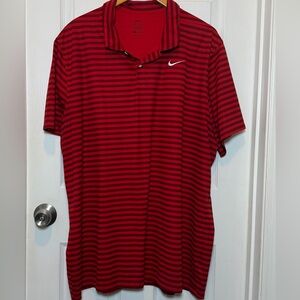 Nike Men's Red Striped Dri Fit Polo Shirt Size 3XL